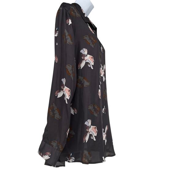 Banana Republic Satin Floral Blouse in Gray and Pink Size XL - Picture 3 of 9
